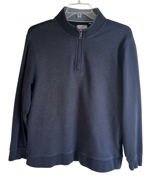 Ted Baker Other - Ted Baker Mens XL Black Textured Quarter Zip Mock Neck Pullover Sweater Classic